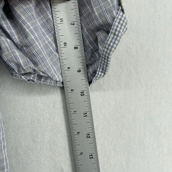 Brilliant Colours by Velour Button Shirt Men’s Sz S Blue Plaid Roll-Tab Pockets - Picture 4 of 12